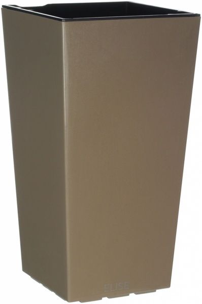 Горщик пластиковий Plastkon ELISE глянцевий квадратний 14,4л коричневий 