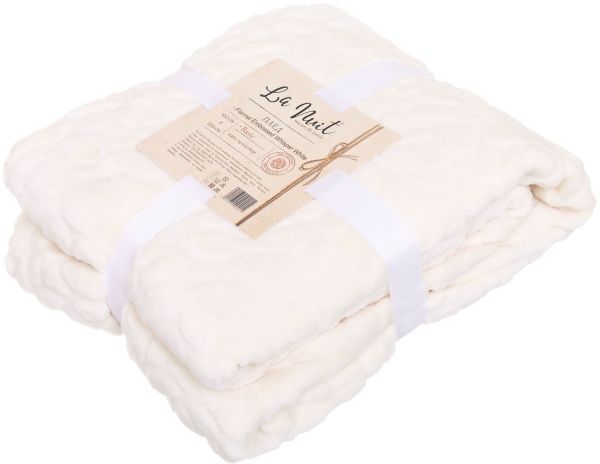 Плед Flannel Embossed Whisper White 160x200 см молочний La Nuit 