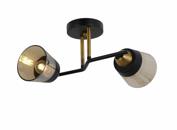 Люстра потолочная WunderLicht OM8178-42 2x60 Вт E27 черный с золотом WUNDERLICHT_8178 