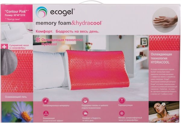 Подушка Contour Pink 60x40x11 см Ecogel