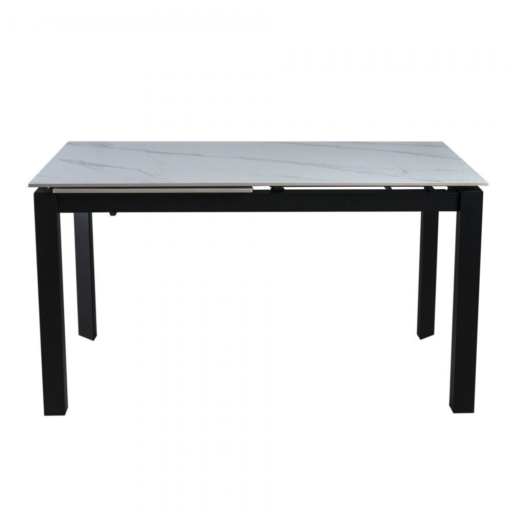 Стол обеденный Ларс 1200(1700)x800x750мм белый матовый/черный