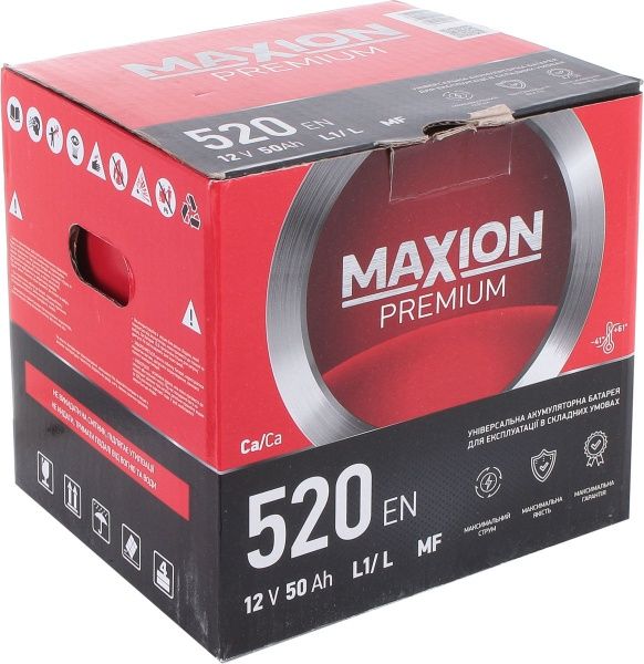 Аккумулятор автомобильный MAXION Premium 6СТ - 50 А2 520 L 50А 12 B «+» слева