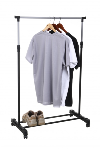 Держатель для одежды 800x420x950 (1650) мм одинарный передвижной на колесах черный