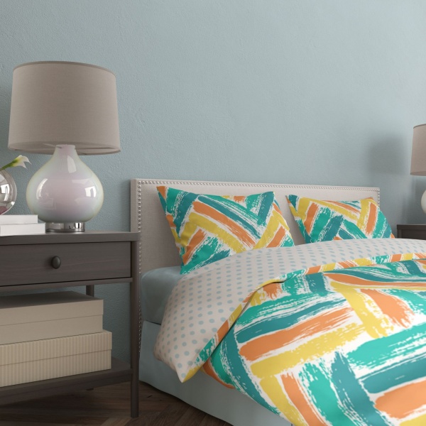 Комплект постільної білизни Палітра 1,5 бірюзовий із принтом Rigel 