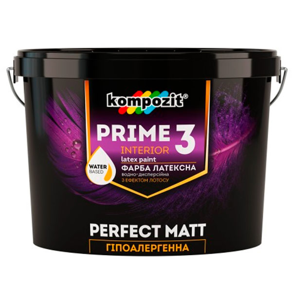 Фарба інтер'єрна латексна Kompozit PRIME 3 мат білий 4,5л 