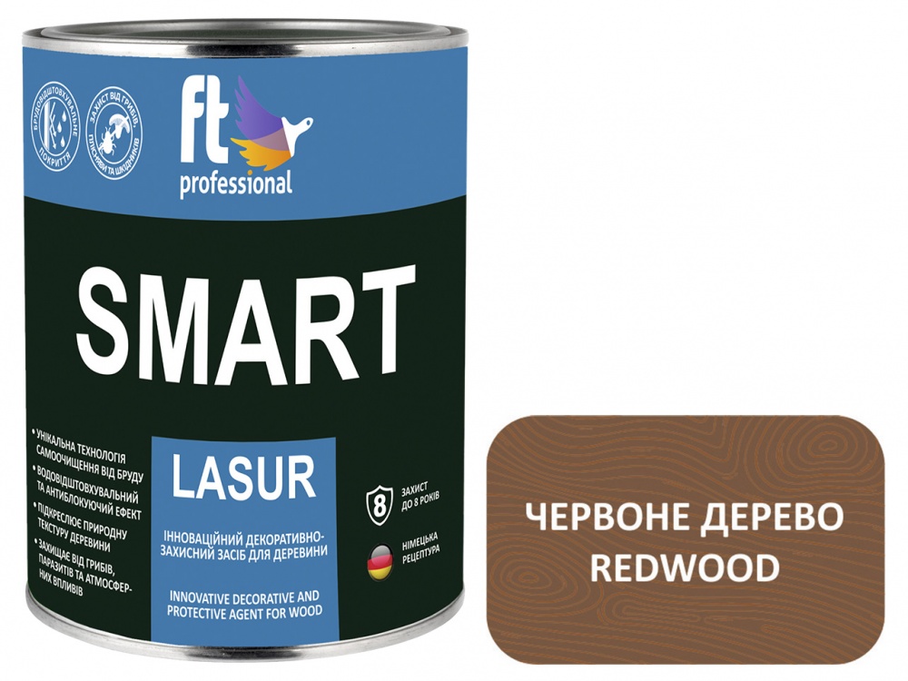 Захисний засіб FT Professional SMART LASUR червоне дерево шовковистий мат 0,9 л