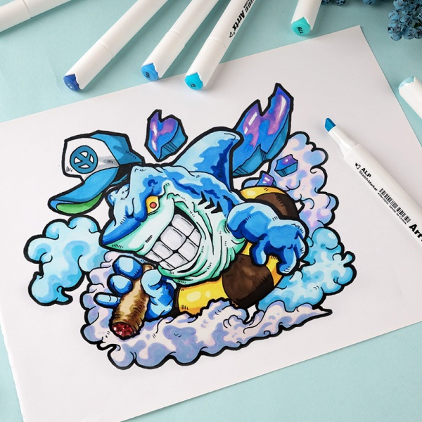 Набор маркеров Arrtx спиртовых Alp ASM-02BU 24 цвета синие оттенки LC302215 