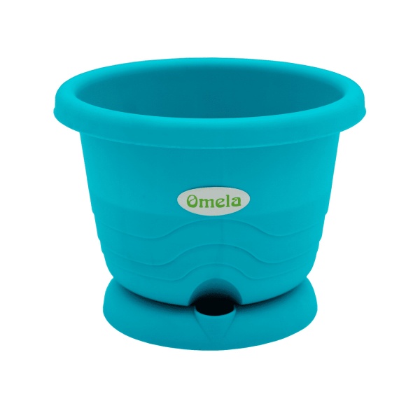Горщик пластиковий Омела Пастель 1 літр круглий аква 