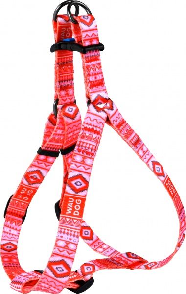 Шлея WAUDOG Nylon с рисунком Этно красный (ширина 20 мм, довжина 50-80 см)