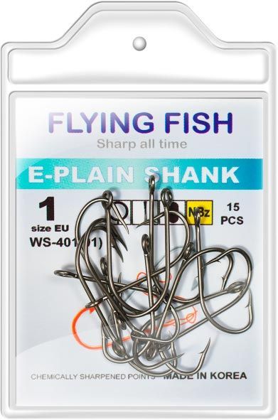 Гачок Flying Fish рибальский E-PLAIN SHANK №1 0,382 г 15 шт. WS-401(01)