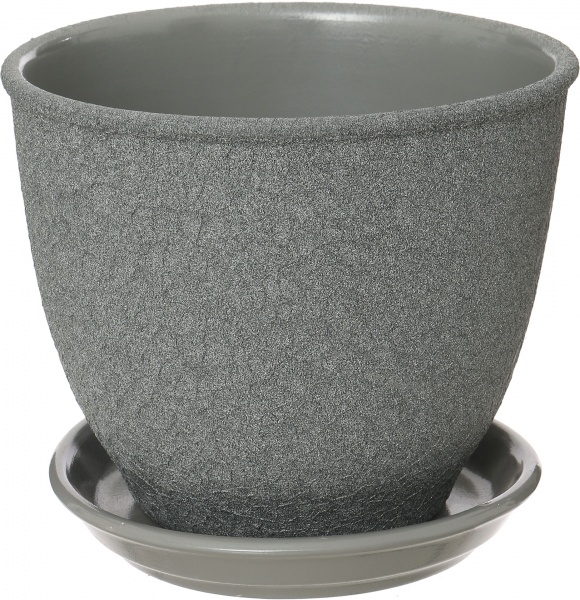 Горшок керамический Ориана-Запорожкерамика Кедр №2 шелк круглый 2,2л (019-2-136) металлик 