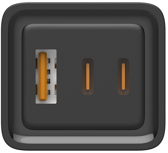 Зарядний пристрій ColorWay GaN3 Pro Power Delivery (USB-A + 2 USB TYPE-C) (65W) black (CW-CHS039PD-BK) 