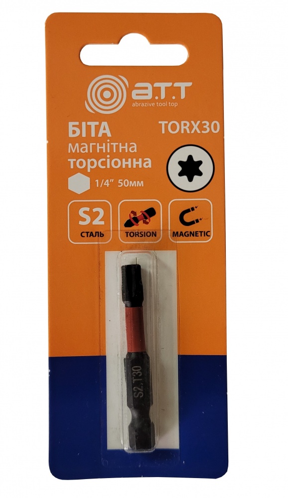 Біта торсіонна A.T.T. магнітна TORX30 50 мм 1/4 сталь S2 1 шт.