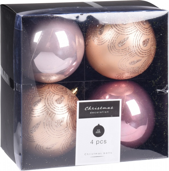 Набор елочных шаров пластиковых золотых и розовых d100 мм 4 шт./уп. 