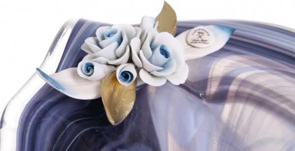 Фруктовниця синя GIGLIO ALABASTRO BLACK 46X38X25 White cristal