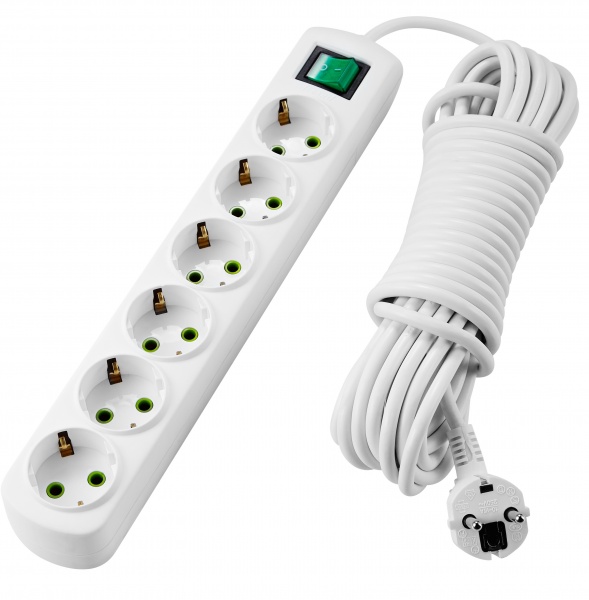 Удлинитель Lezard Letitia с заземлением 6 гн. белый 5 м 721-0605-602