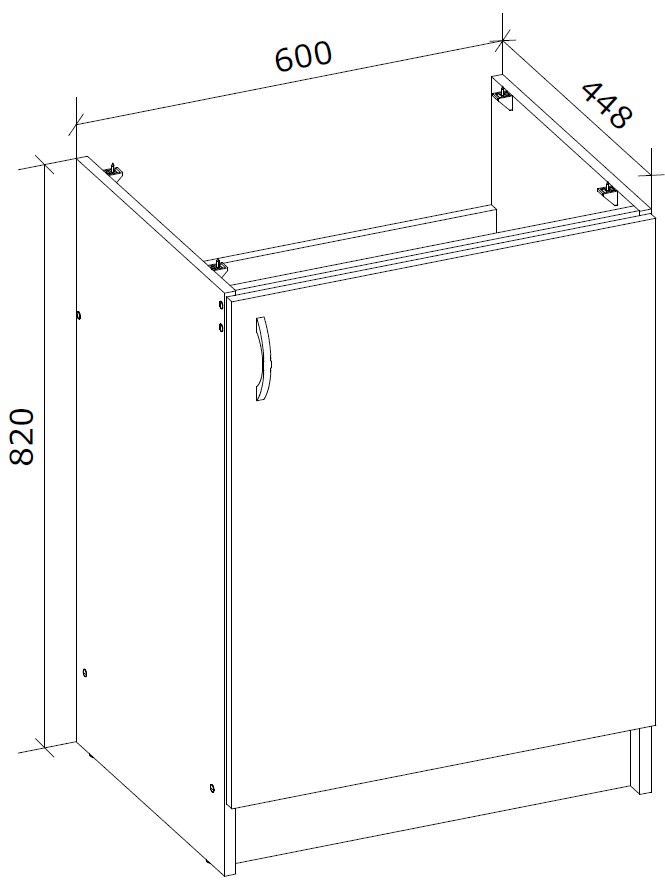 Тумба нижняя Грейд ДК 600x820x448 мм дуб артизан
