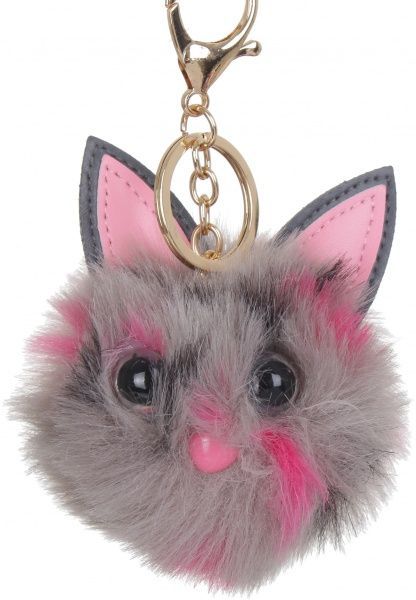 Брелок для рюкзака с ушками серо-розовый
