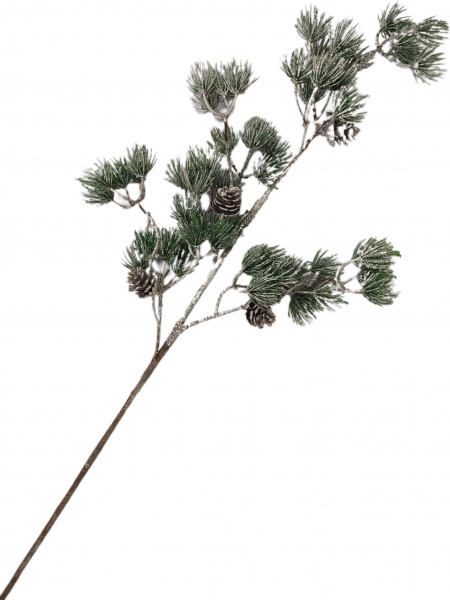 Гілочка декоративна з хвойними пучками і шишками 58 см RS1Z2222 