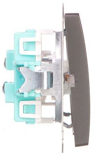 Перемикач прохідний двоклавішний Simon Basic без підсвітки 10 А 250В матовий графіт BMW6/2.01/28