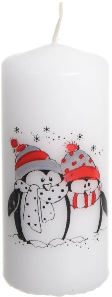 Свеча Цилиндр трафаретная Пингвины 50x110 Pako-If