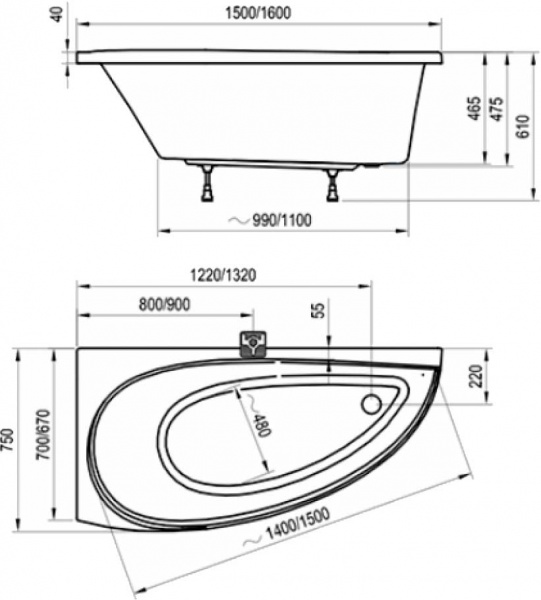 Ванна акрилова Ravak Avocado 150х70 см R (CS01000000) 