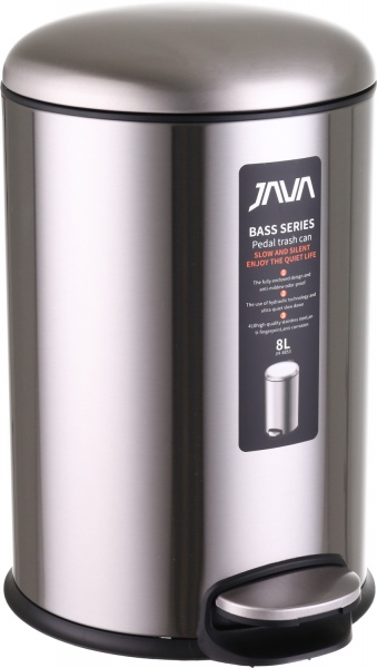 Ведро с педалью Java JH-8853 — 8L chrome SOFT CLOSE
