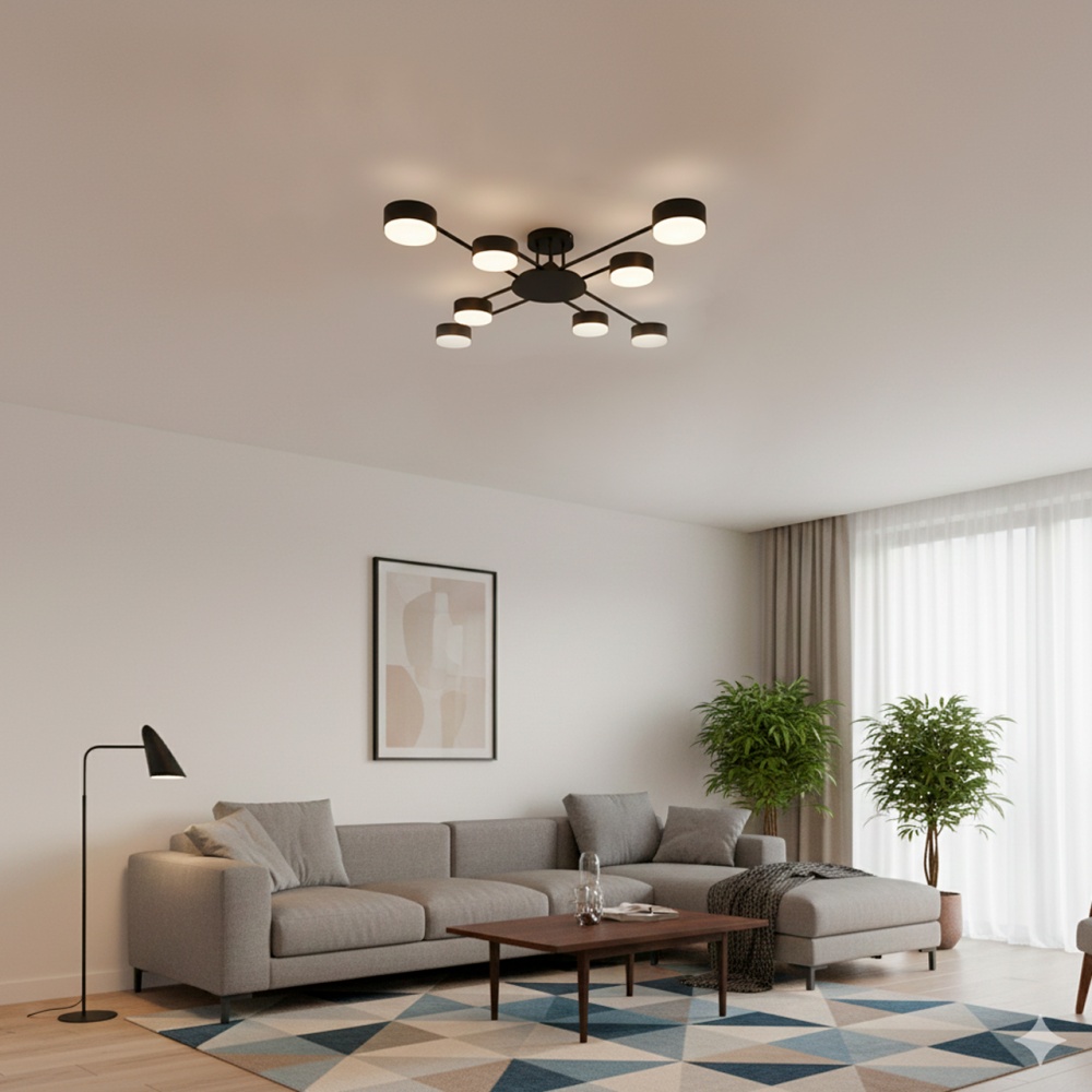 Люстра стельова Eurolamp iron Glow 8xGX70 чорний LED-LR-8хGX70(black)