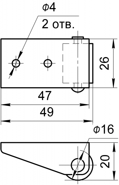 Ролик мебельный неповоротный D16 Н20 Burak