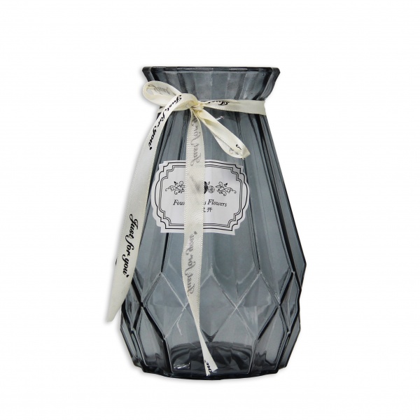 Ваза стеклянная Crystal Paula 18 см серая 