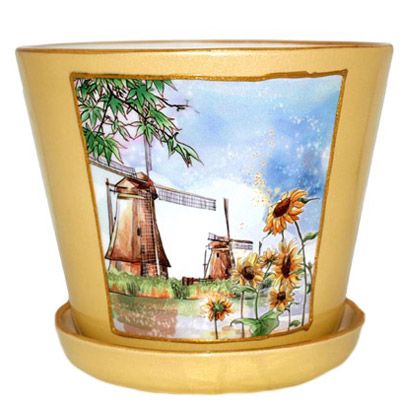 Горшок керамический Керамол Евро 2 (Чикаго) круглый 1 л разноцветный 