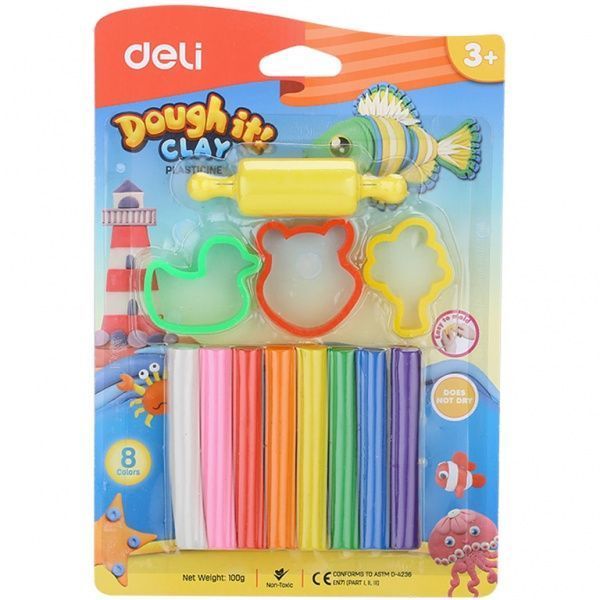 Пластилін ED75021 8кол 100гр Deli