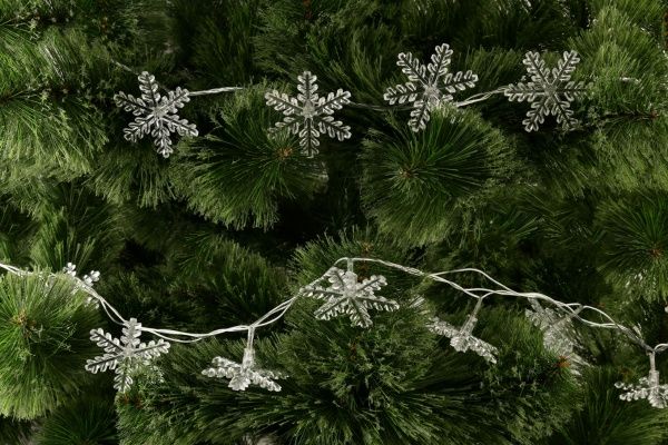 Электрогирлянда линейная Разноцветные снежинки LD030M-SW встроенный светодиод (LED) 30 ламп 3 м