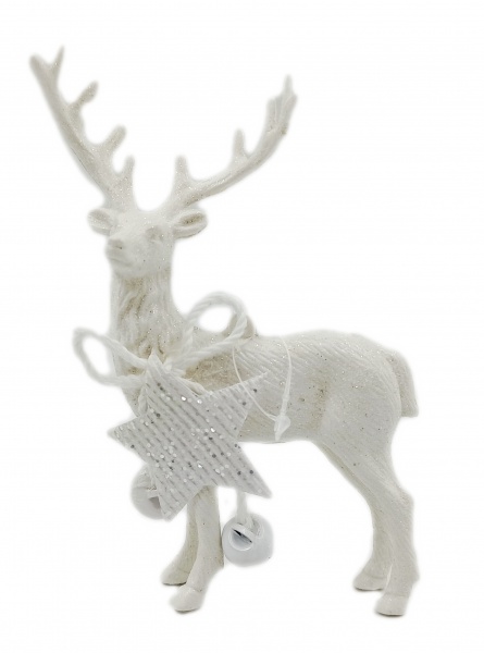 Елочная игрушка Олень 15 см белый NY21073