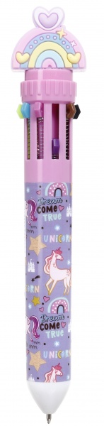 Ручка шариковая на 10 цветов единорог 