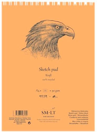 Альбом для эскизов на спирали Authentic (Kraft) A5 24,5х17,6 см 90 г/м² 60 листов Smiltainis