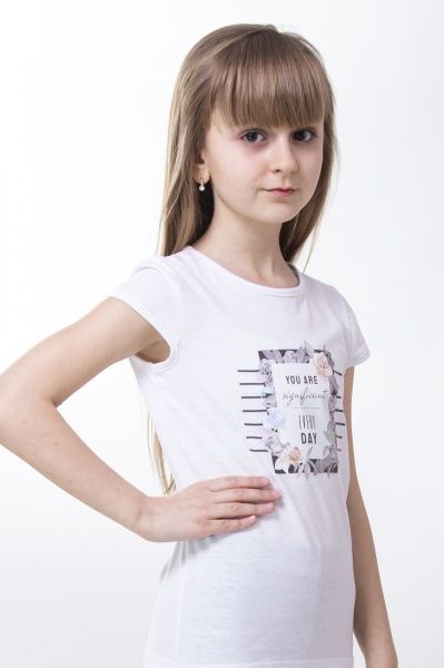 Футболка для девочек KOSTA р.98-104 белый 0112-1 