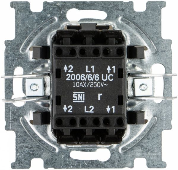 Вимикач прохідний двоклавішний ABB Basic 55 без підсвітки 10 А 230В IP20 білий 2006/6/6 UC-94