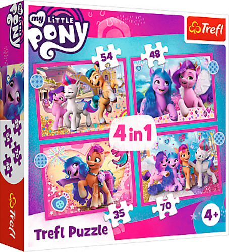 Пазли Trefl 4 в 1 Кольорові Поні 34375
