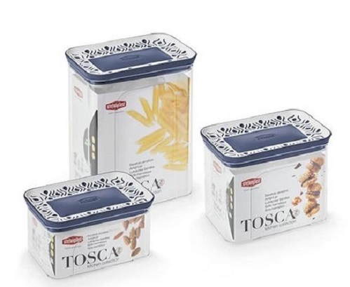 Ємність для зберігання Tosca 1,2л біло-синя прямокутна Stefanplast