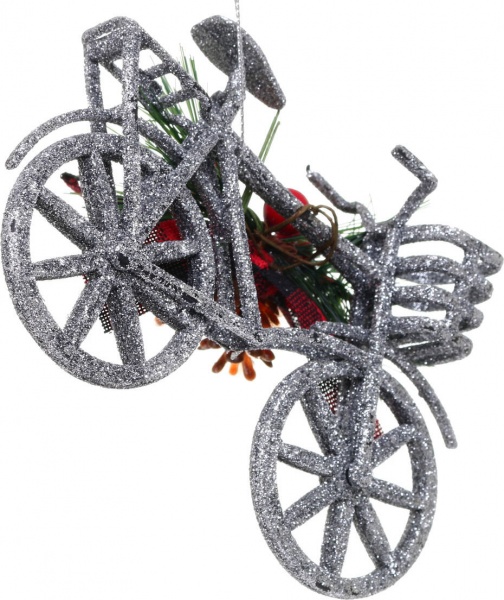 Декоративная подвеска Велосипед с декором 11x9x3 см серебро LD21034S