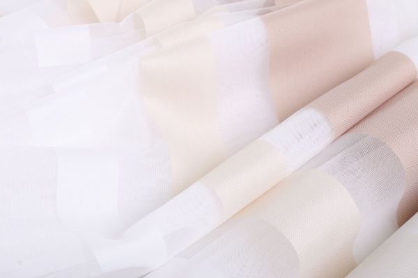 Ткань тюлевая полоски на сетке 300 см 645167/109 кремовый 