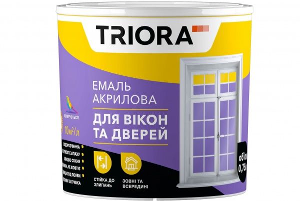 Эмаль акриловая Triora акриловая для окон и дверей TR база под тонировку глянец 2,5л
