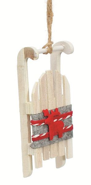 Украшение новогоднее Санки белые 11 см 