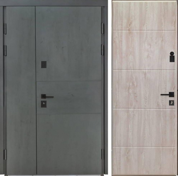 Дверь входная Булат Термо House-703 антрацит / дуб полярный 2050x1200 мм левая