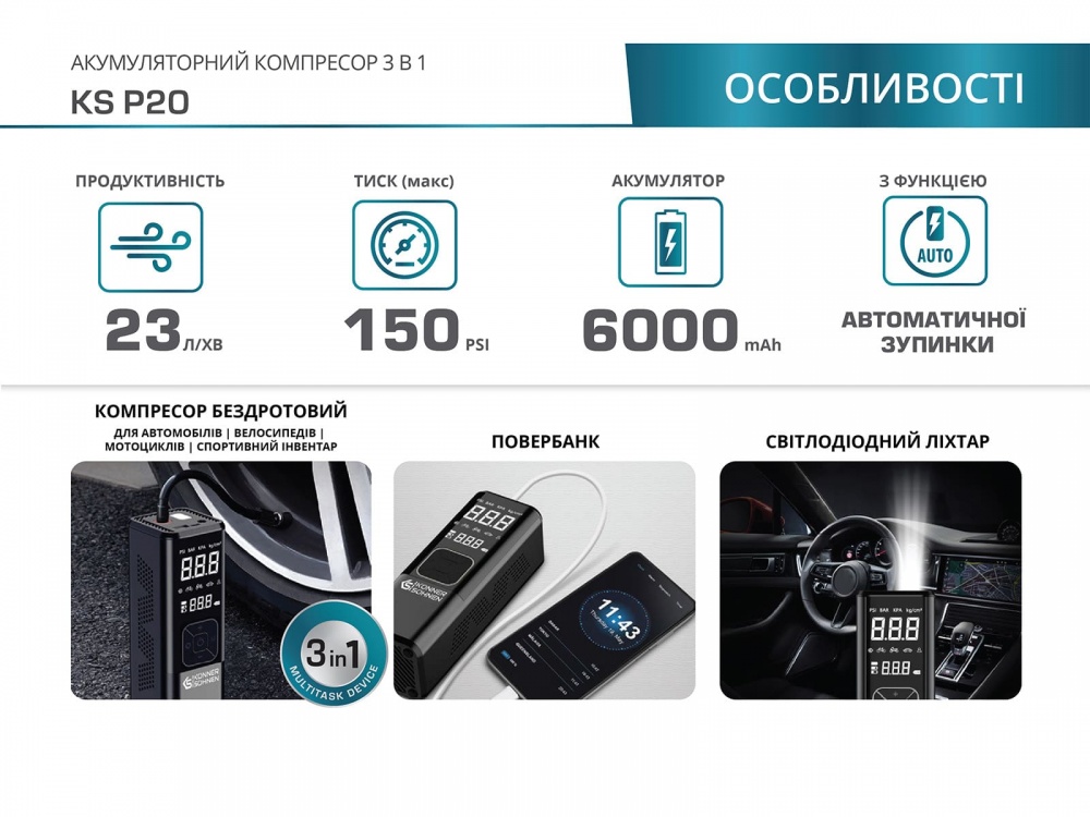 Компресcор автомобильный Konner&Sohnen KS P20