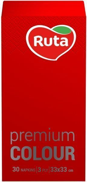 Салфетки столовые Ruta Premium Colour 33х33 см красный 30 шт.