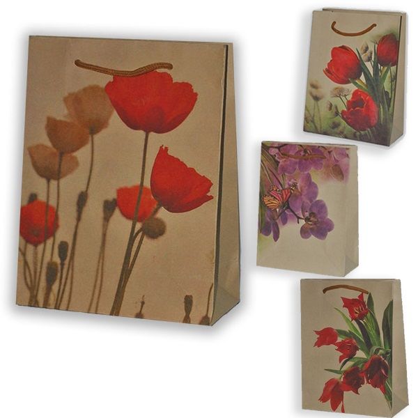 Пакет паперовий Весняні квіти крафт 23x18x8 см Гулівер Країна
