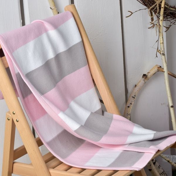 Плед IDEIA вязаный Малыш + шапочка 70х90 см розовый 8000029909 