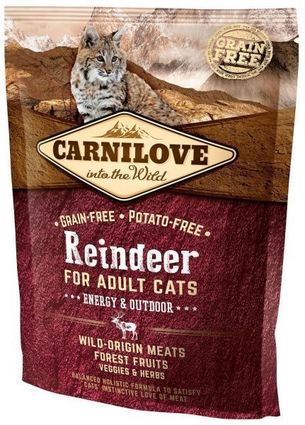 Корм Carnilove сухий для котів Energy&Outdoor, м'ясо північного оленя, 400 г